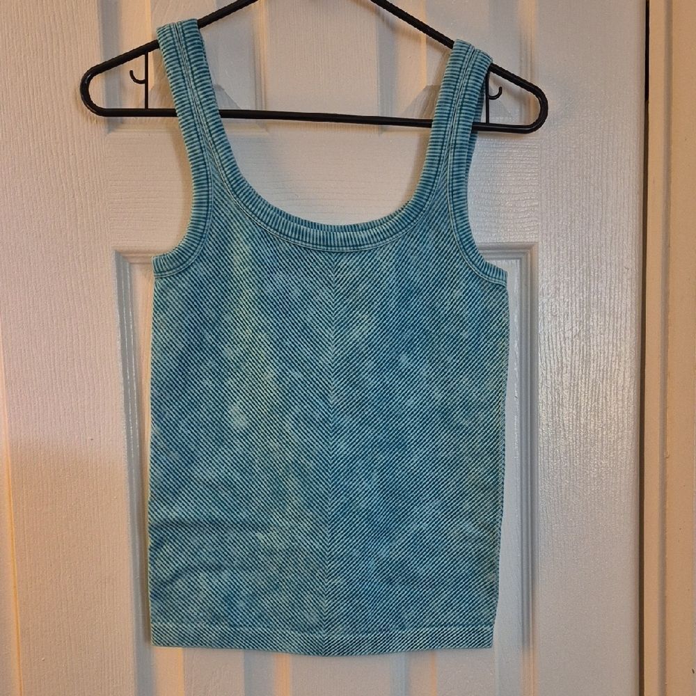 💥3/$12💥Zenana Ribbed Chevron Teal Tank Top Sz L/XL